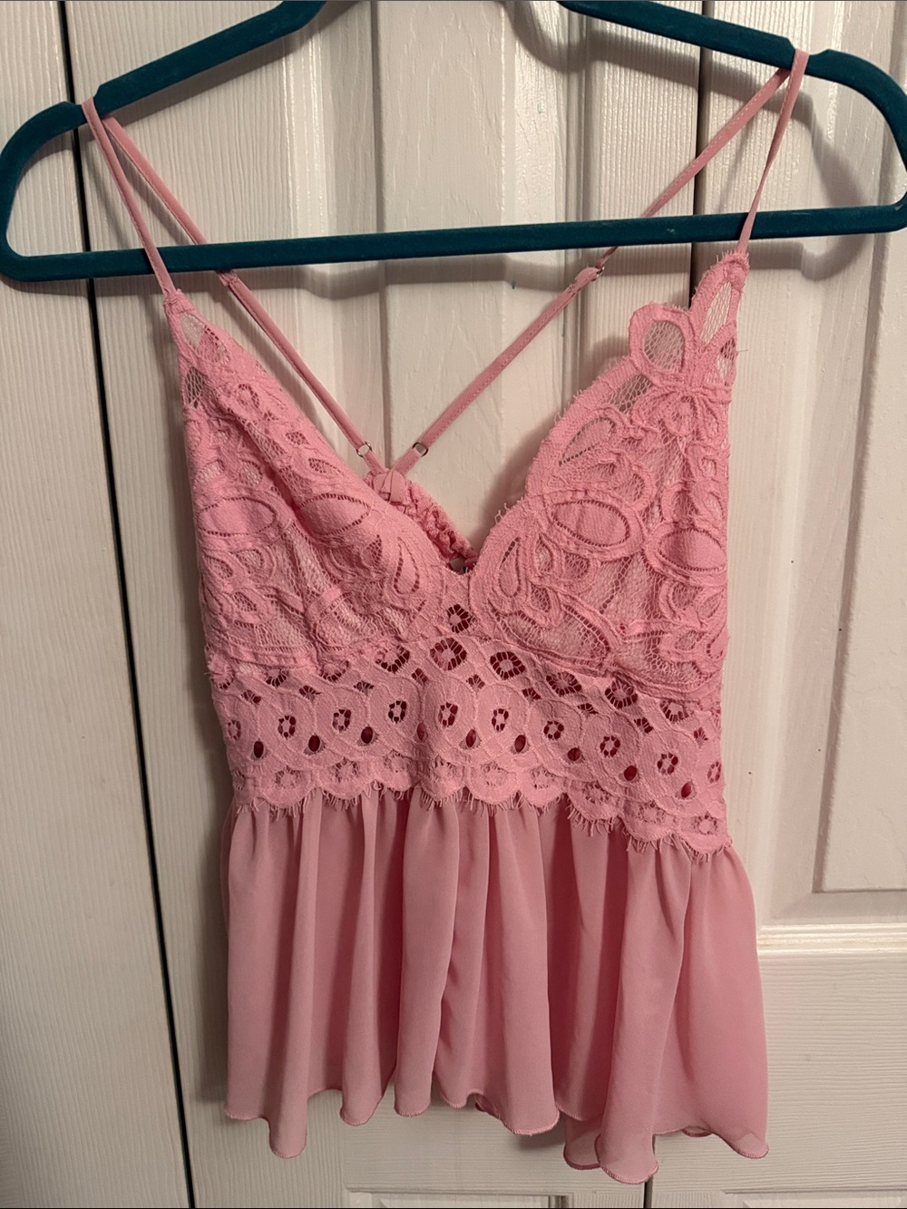 Love Tree Pink Lace & Chiffon Babydoll Cami